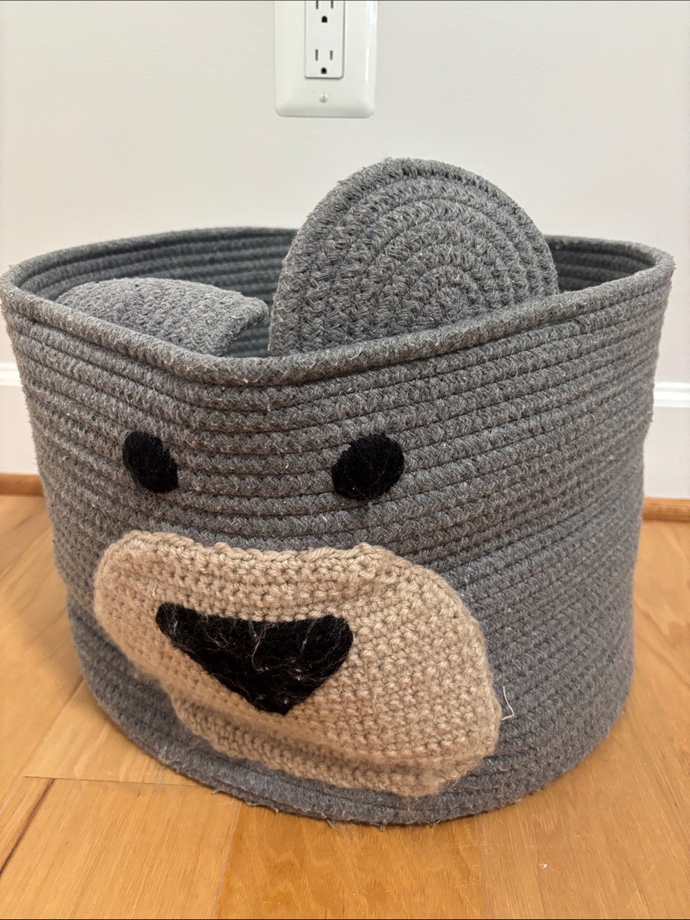 Target Gray Knit Animal Face Storage Basket